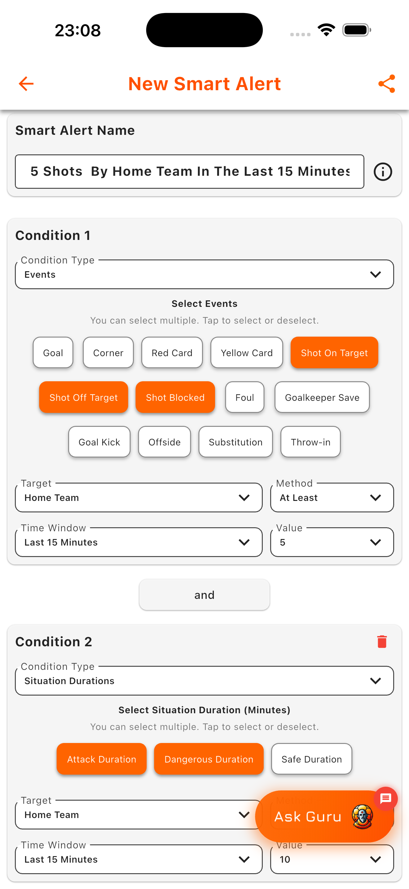Goal Guru Smart Custom Personalized Alert Notification Setup