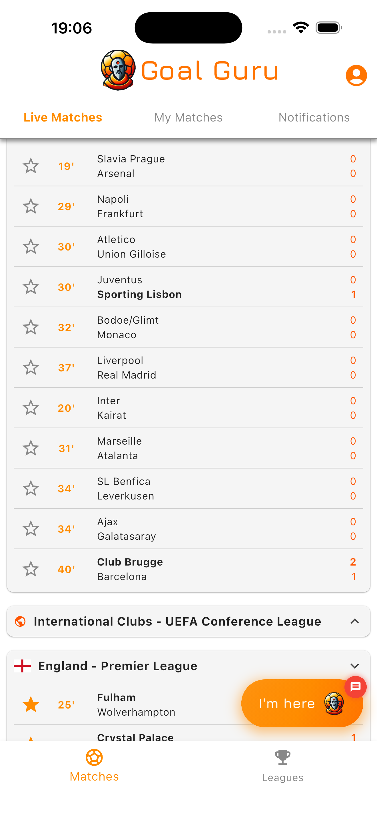 Live Football Matches UI